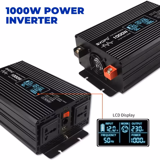 2000W 12V/24V/48V DC to AC 110V/220V Pure Sine Wave, Car Solar Power off Grid Inverter